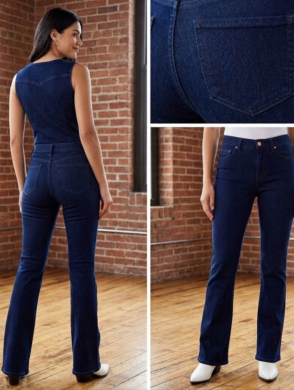 AQ Denim Women’s Bootcut Jeans Size 6 Dark Wash Blue Mid Rise Stretch 5-Pocket